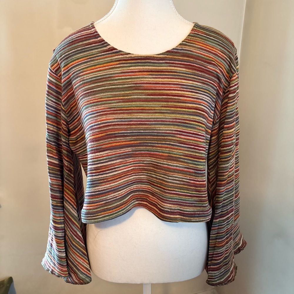 Tree of Life Multicolor Striped Cropped Knit Top